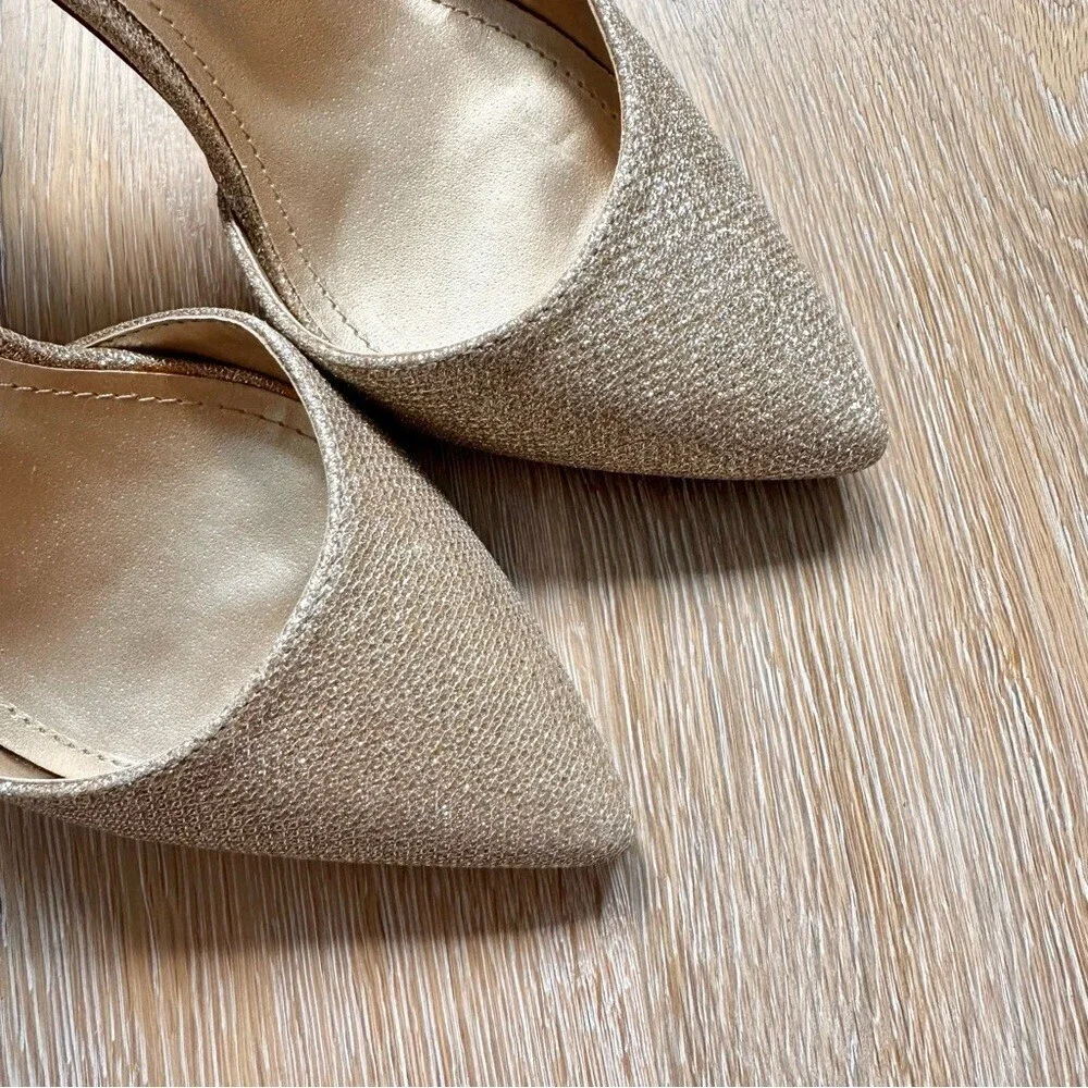 NWT Dream Pairs Gold Pumps Oppointed Lacey Pointed Toe Shoes w/Ankle Strap - 8